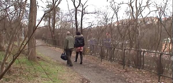  Ugly Grandpa Outdoor Sex with Cute Schoolgirl for Cash